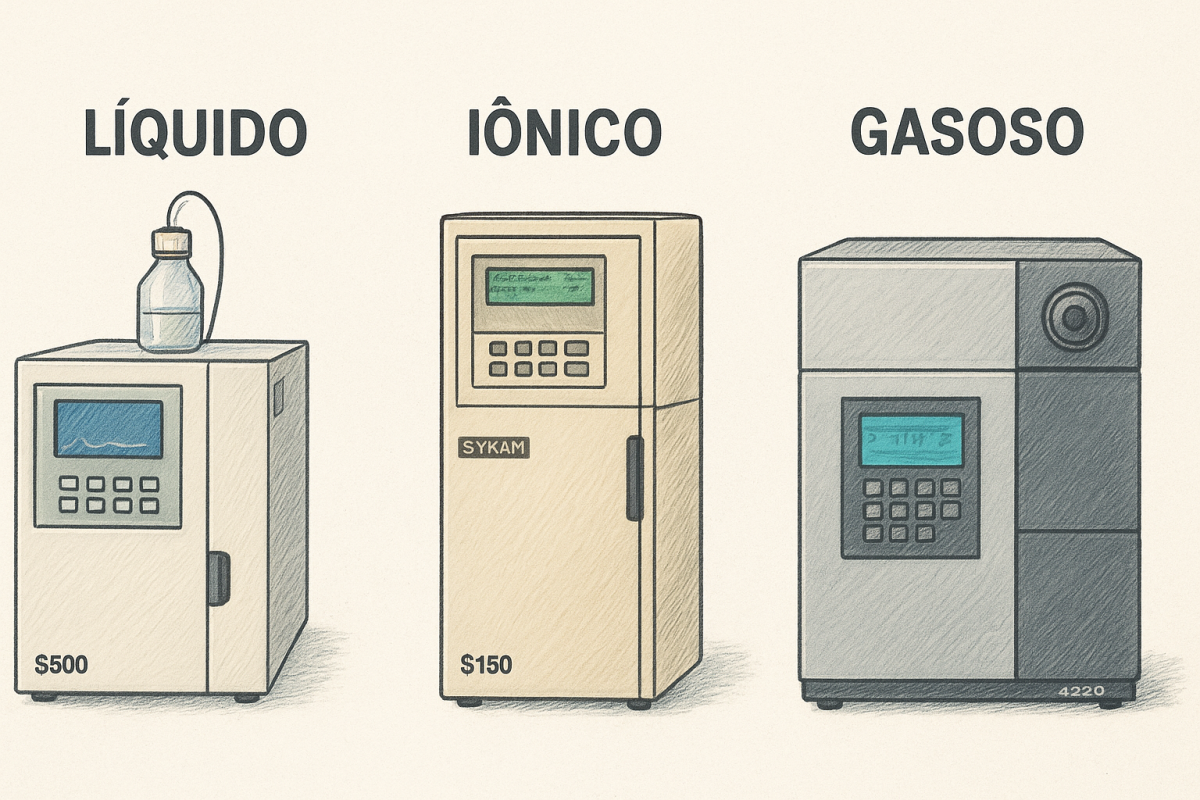 cromatografia liquida iônica e gasosa diferenças