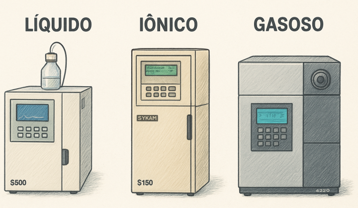 cromatografia liquida iônica e gasosa diferenças